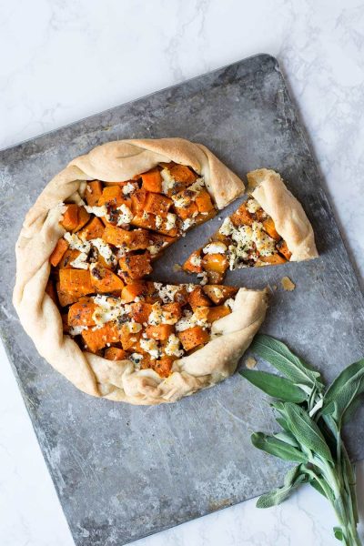 Butternut squash galette with goat cheese