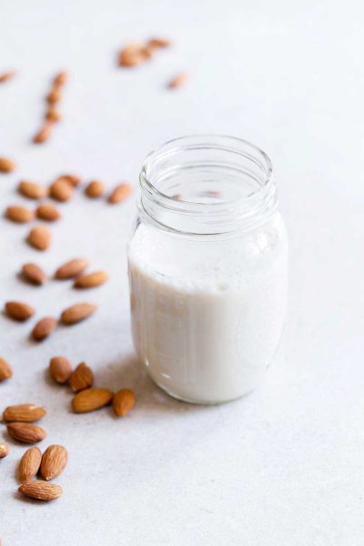 Almond milk recipe in a mason jar