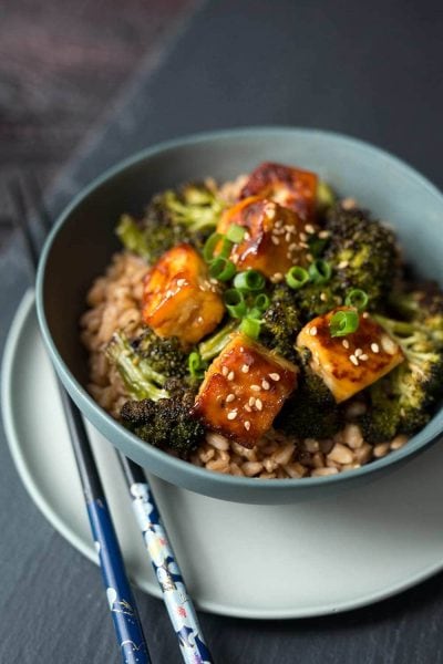 A photo of Sweet and Spicy Tofu, ready to enjoy.