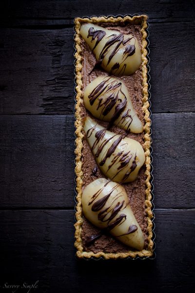 Chocolate Mousse Poached Pear Tart