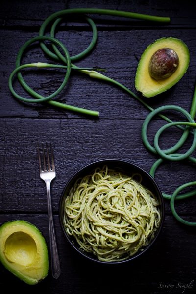 Garlic-Scape-Pesto-Avocado-Pasta