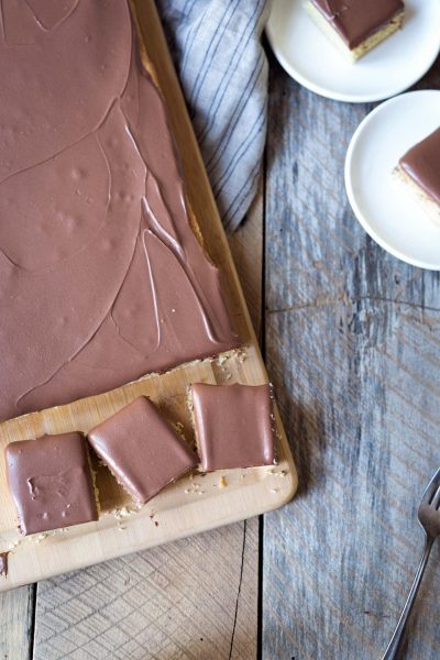 Overhead shot of yellow sheet cake recipe