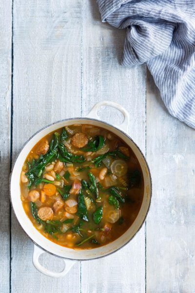 Chorizo, Spinach and White Bean Soup