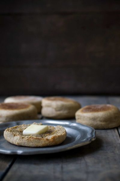 These whole wheat english muffins are a surprisingly easy breakfast option! Making english muffins from scratch is super satisfying!