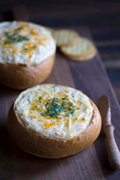 Hot crab dip recipe in a bread bowl