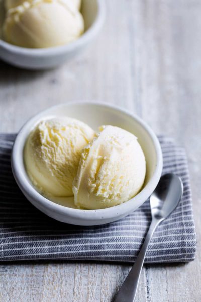 Homemade Lemon Ice Cream in a bowl