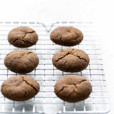 Soft Molasses Cookies on a cooling rack