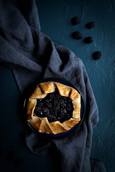 Blackberry galette on a plate
